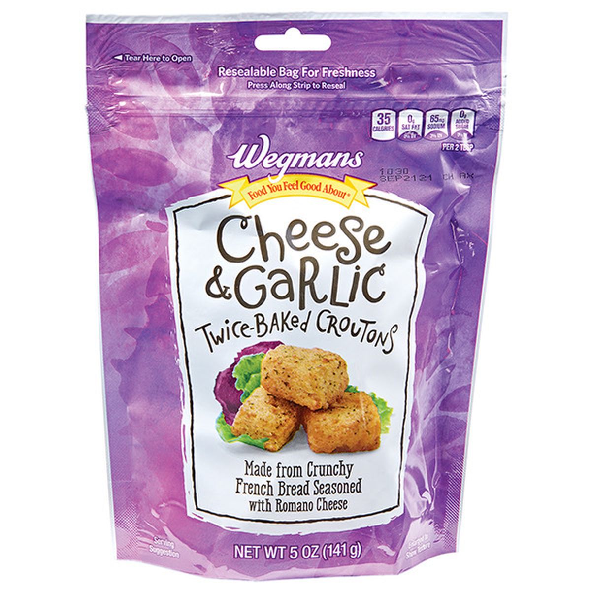 Calories in Wegmans Cheese & Garlic Twice-Baked Croutons