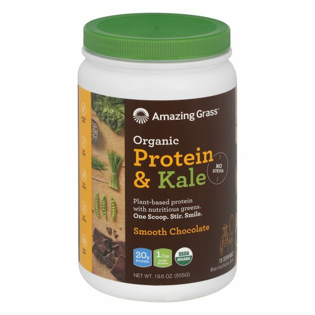 Calories in Amazing Grass Protein & Kale, Organic, Smooth Chocolate