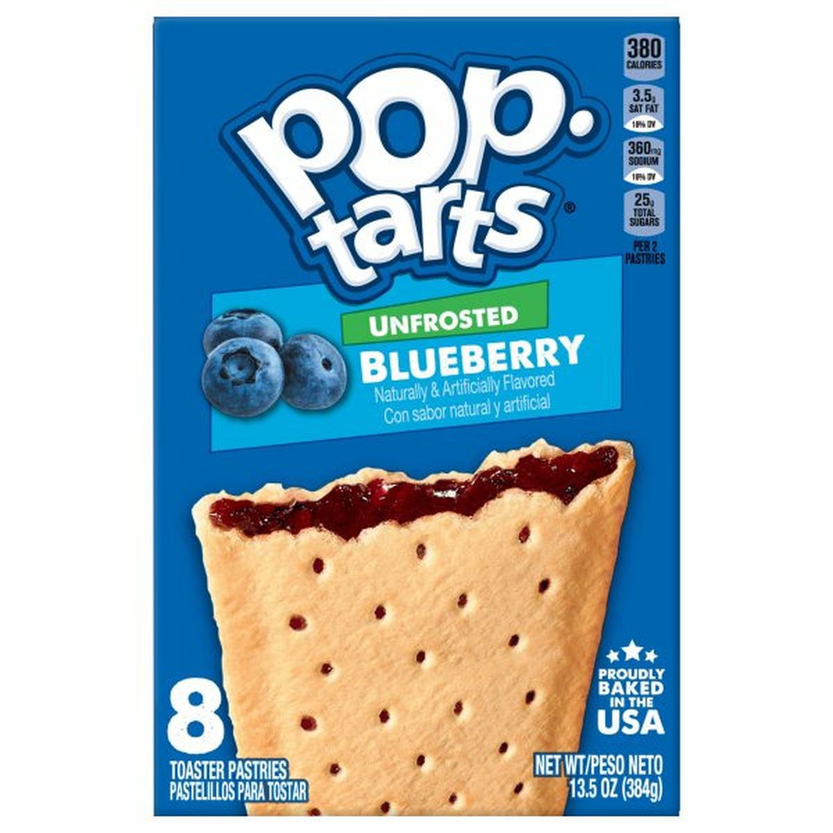 Calories in Kellogg's Pop-Tarts Toaster Pastries, Unfrosted, Blueberry