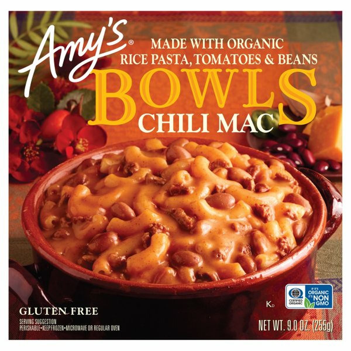 Calories in Amy's Kitchen Bowls Chili Mac