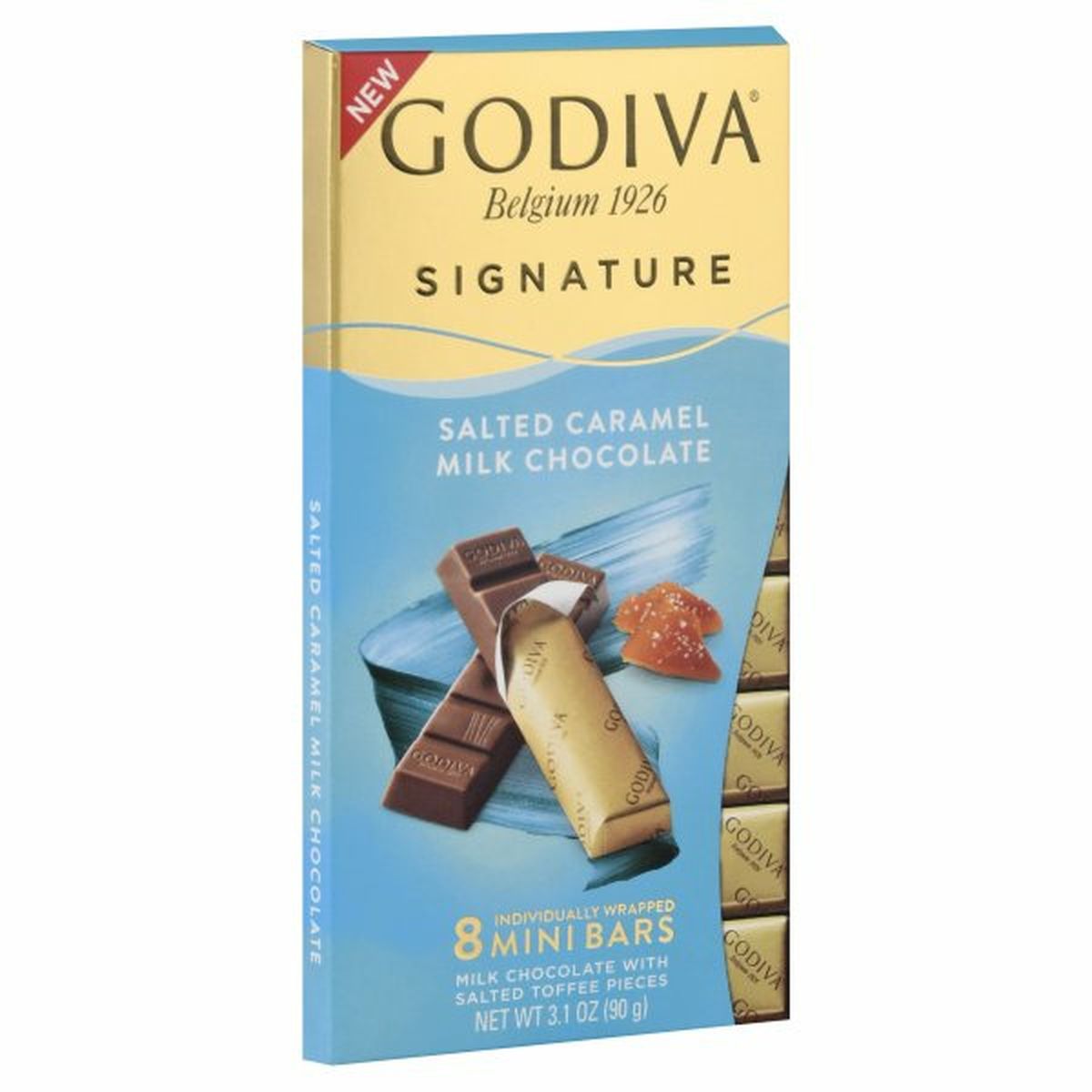 Calories in Godiva Milk Chocolate, Salted Caramel, 8 Mini Bars