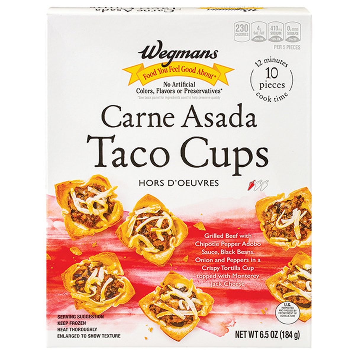 Calories in Wegmans Carne Asada Taco Cups