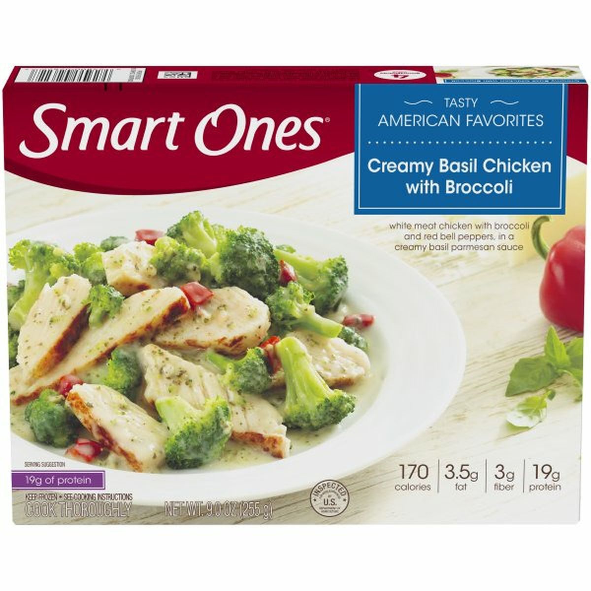 Calories in Smart Ones Tasty American Favorites Creamy Basil Chicken with Broccoli