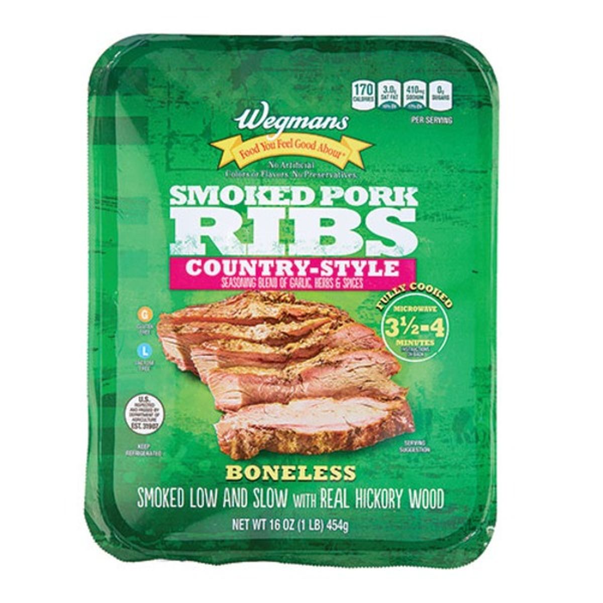 Calories in Wegmans Smoked Boneless Pork Ribs Country-Style