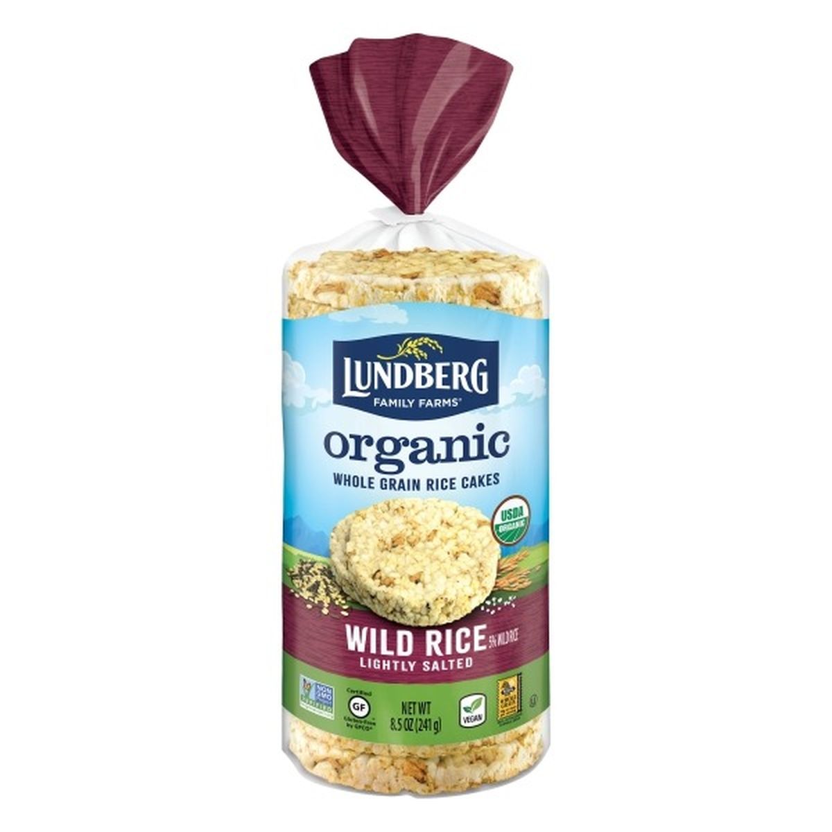 Calories in Lundberg Family Farms Rice Cakes, Whole Grain, Organic, Lightly Salted, Wild Rice