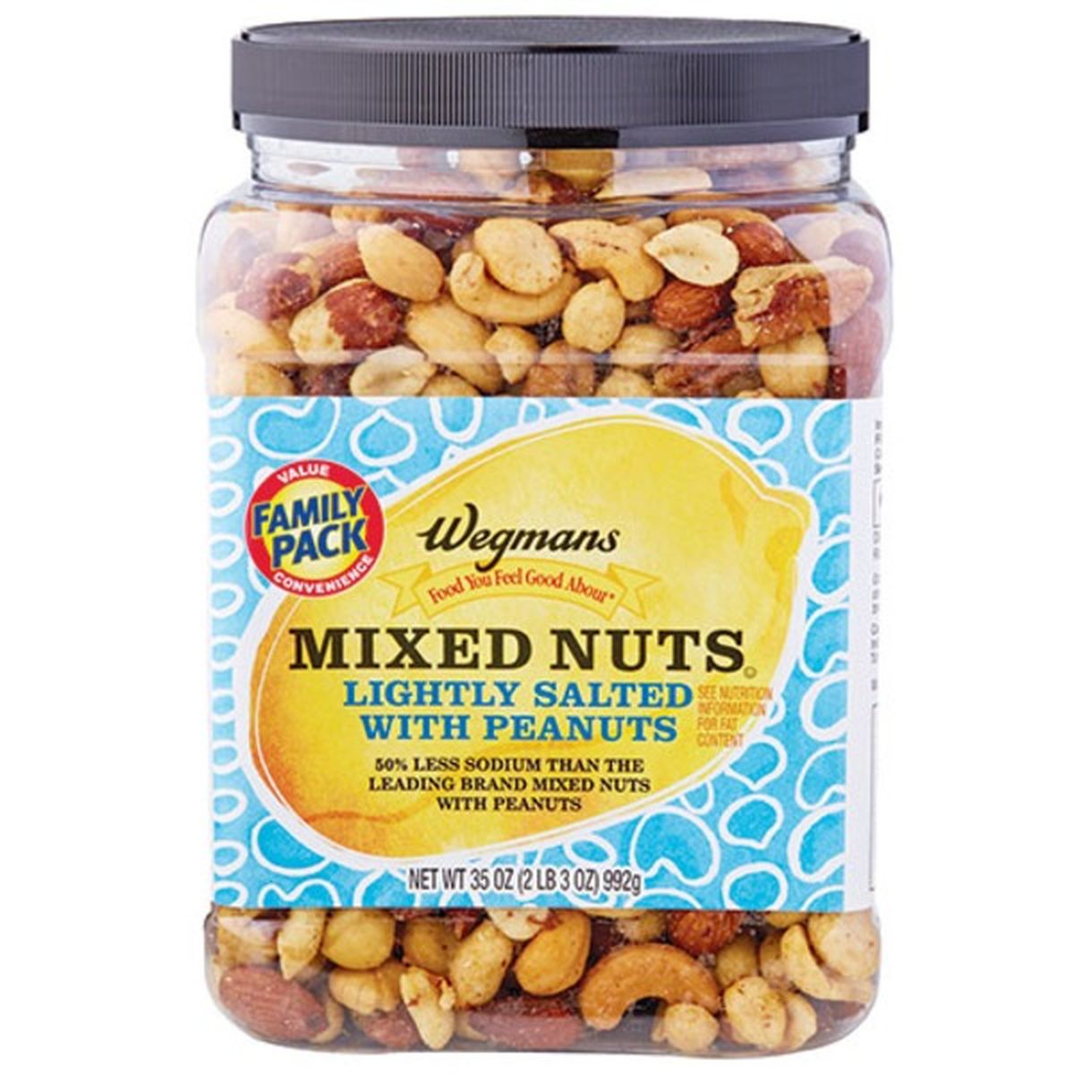 Calories in Wegmans Mixed Nuts Lightly Salted with Peanuts, FAMILY PACK