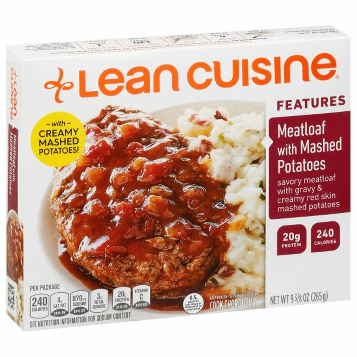 Calories in LEAN CUISINE Meatloaf with Mashed Potatoes