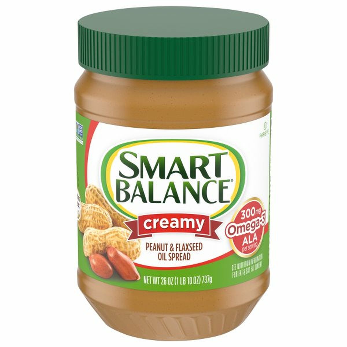 Calories in Smart Balance Peanut & Flaxseed Oil Spread, Creamy