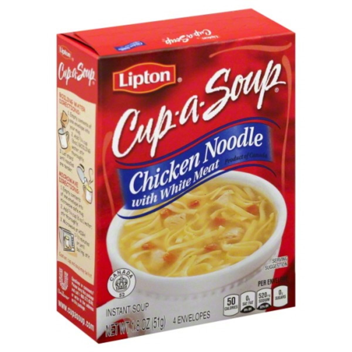 Calories in Lipton Cup-a-Soup Soup, Instant, Chicken Noodle with White Meat