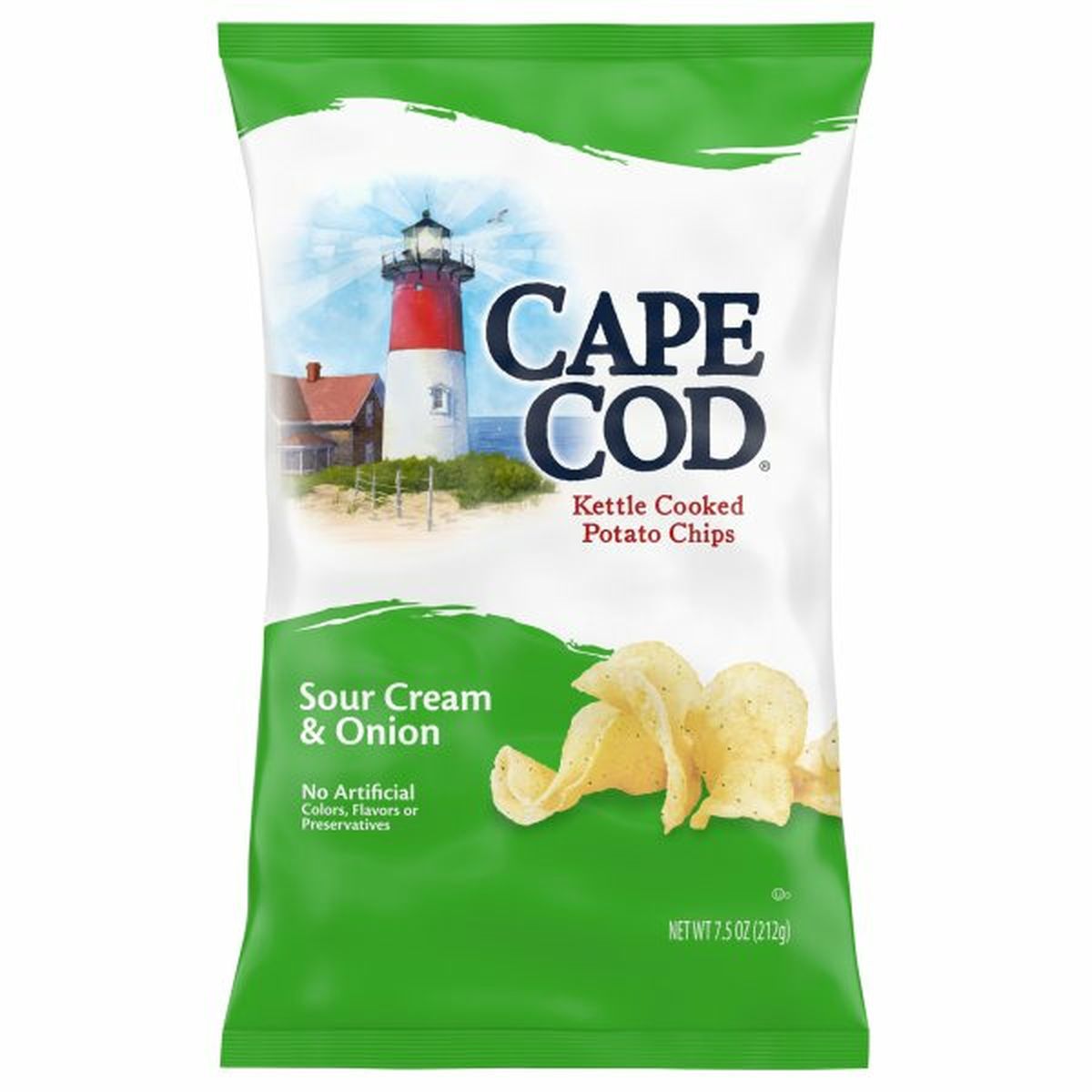 Calories in Cape Cods Potato Chips, Kettle Cooked, Sour & Cream Onion