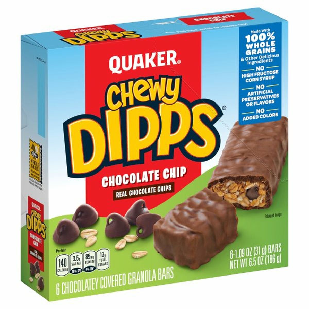 Calories in Quaker Chewy Dipps Granola Cereal Or Fruit Bars, Chocolate Chip