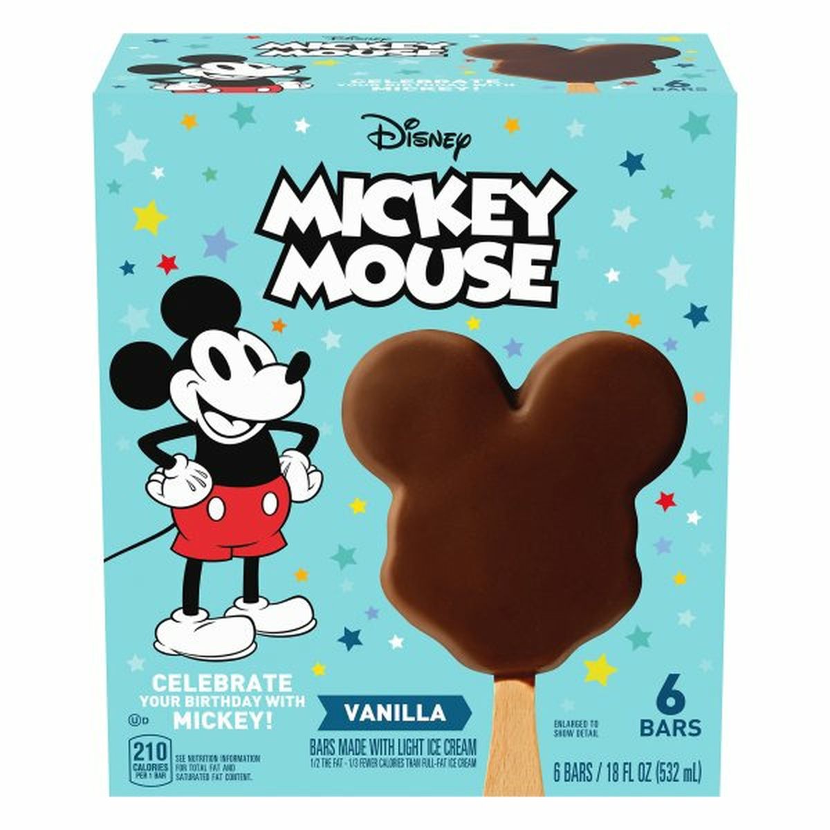 Calories in Disney Mickey Mouse Ice Cream Bars, Vanilla, 6 Pack