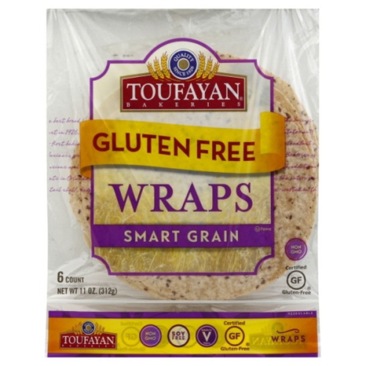 Calories in Toufayan Wraps, Gluten Free, Smart Grain