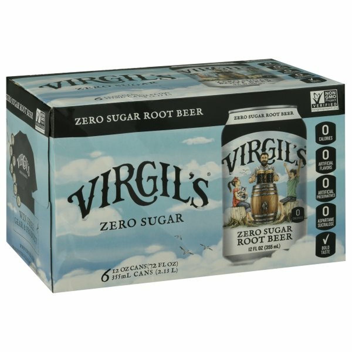 Calories in Virgil's Root Beer, Zero Sugar, 6 Pack