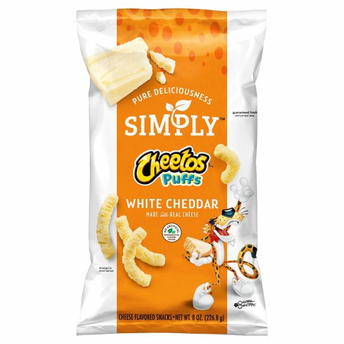 Calories in CHEETOS Simply Cheese Flavored Snacks, White Cheddar Puffs