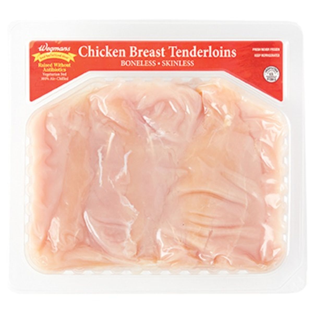 Calories in Wegmans Antibiotic Free Boneless Skinless Chicken Tenderloins