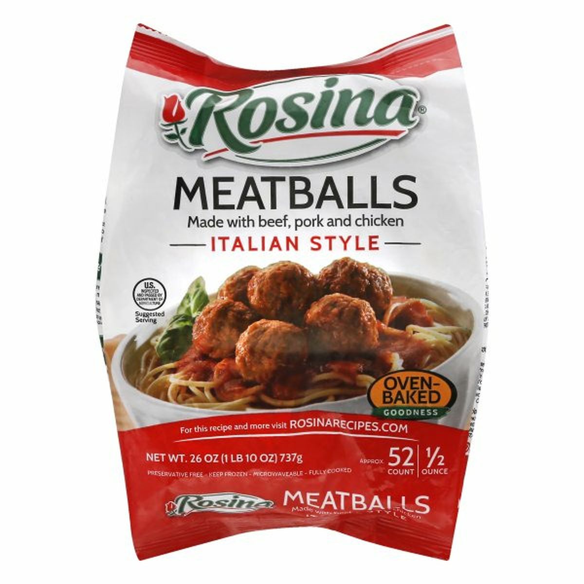 Calories in Rosina Meatballs, Italian Style