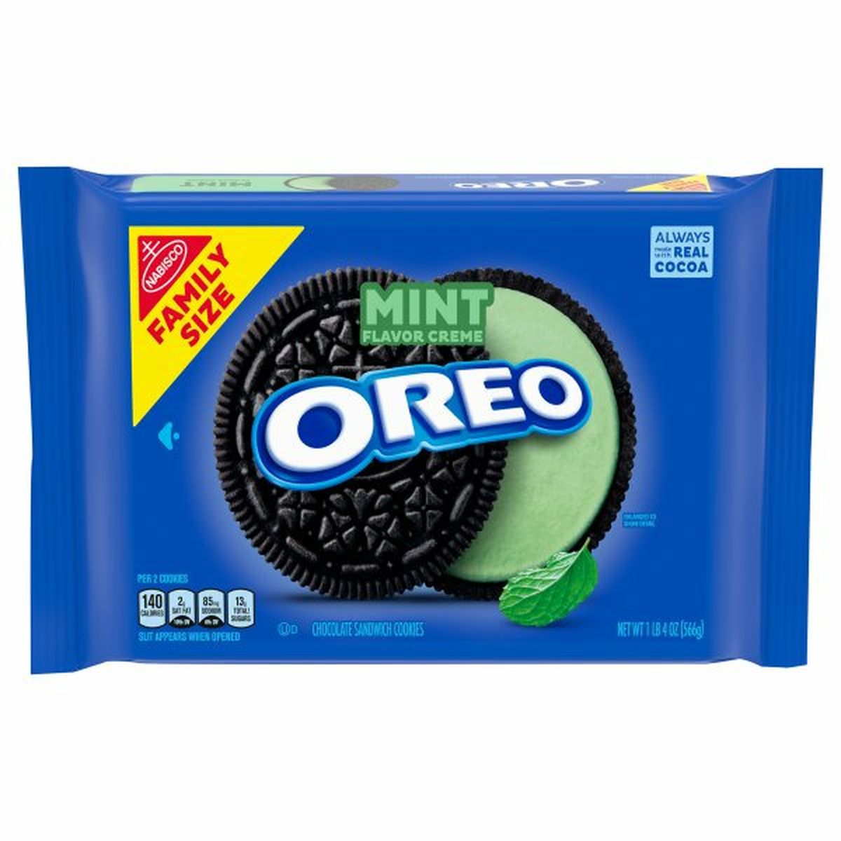Calories in Oreo Chocolate Sandwich Cookies, Mint Flavor Creme, Family Size