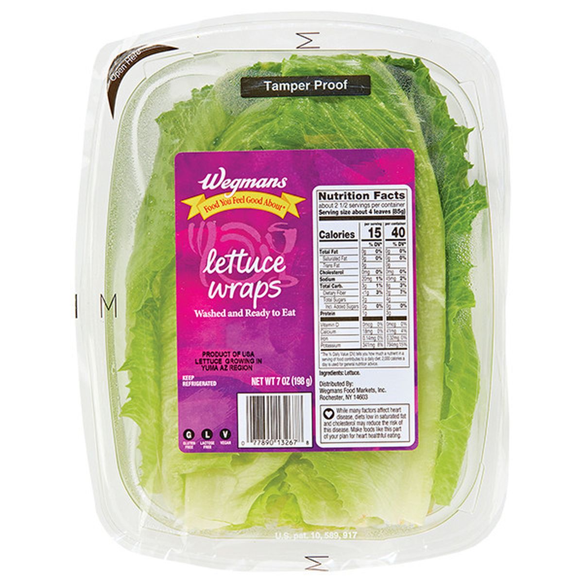 Calories in Wegmans Lettuce Wraps