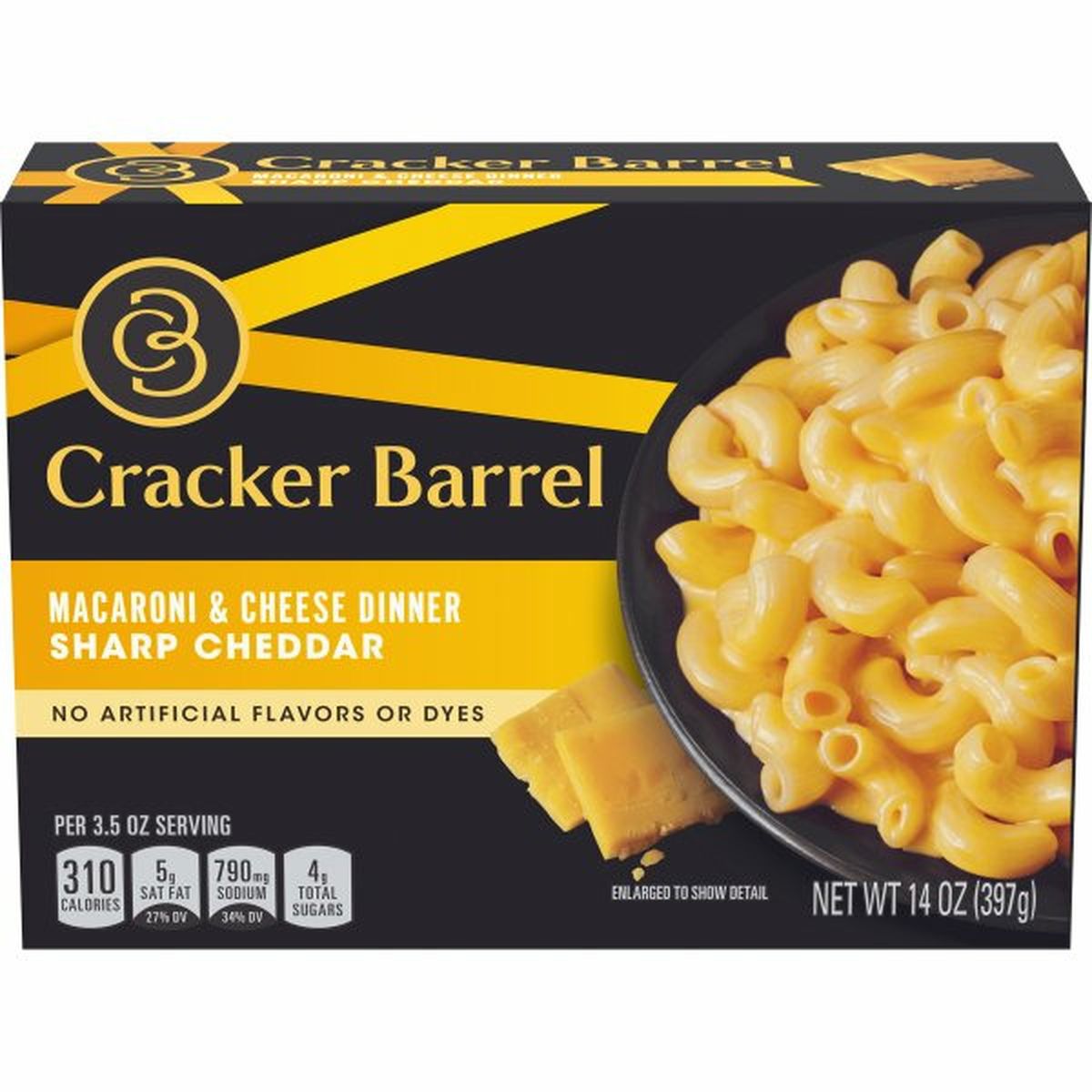 Calories in Cracker Barrel Sharp Cheddar Macaroni & Cheese Dinner