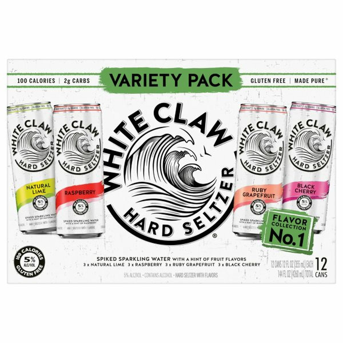 Calories in White Claw Hard Seltzer Variety Pack #1 12/12oz cans