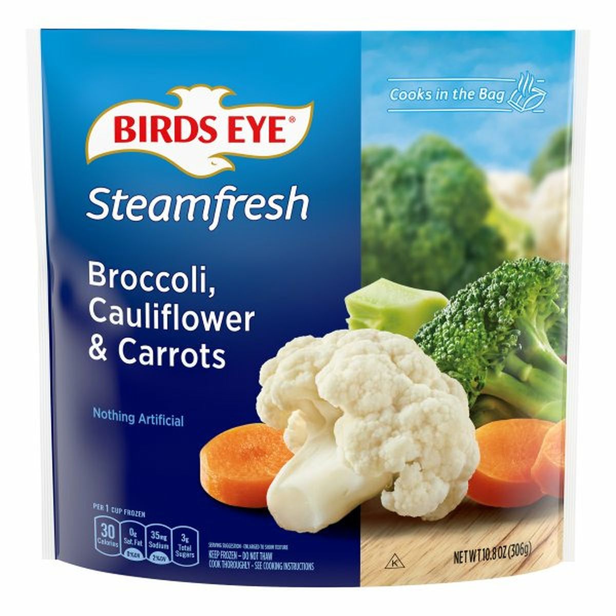 Calories in Birds Eye SteamFresh Broccoli, Cauliflower & Carrots