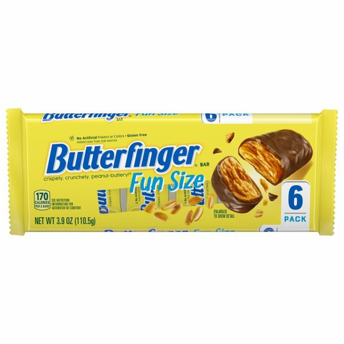 Calories in Butterfinger Candy Bar, Fun Size, 6 Pack
