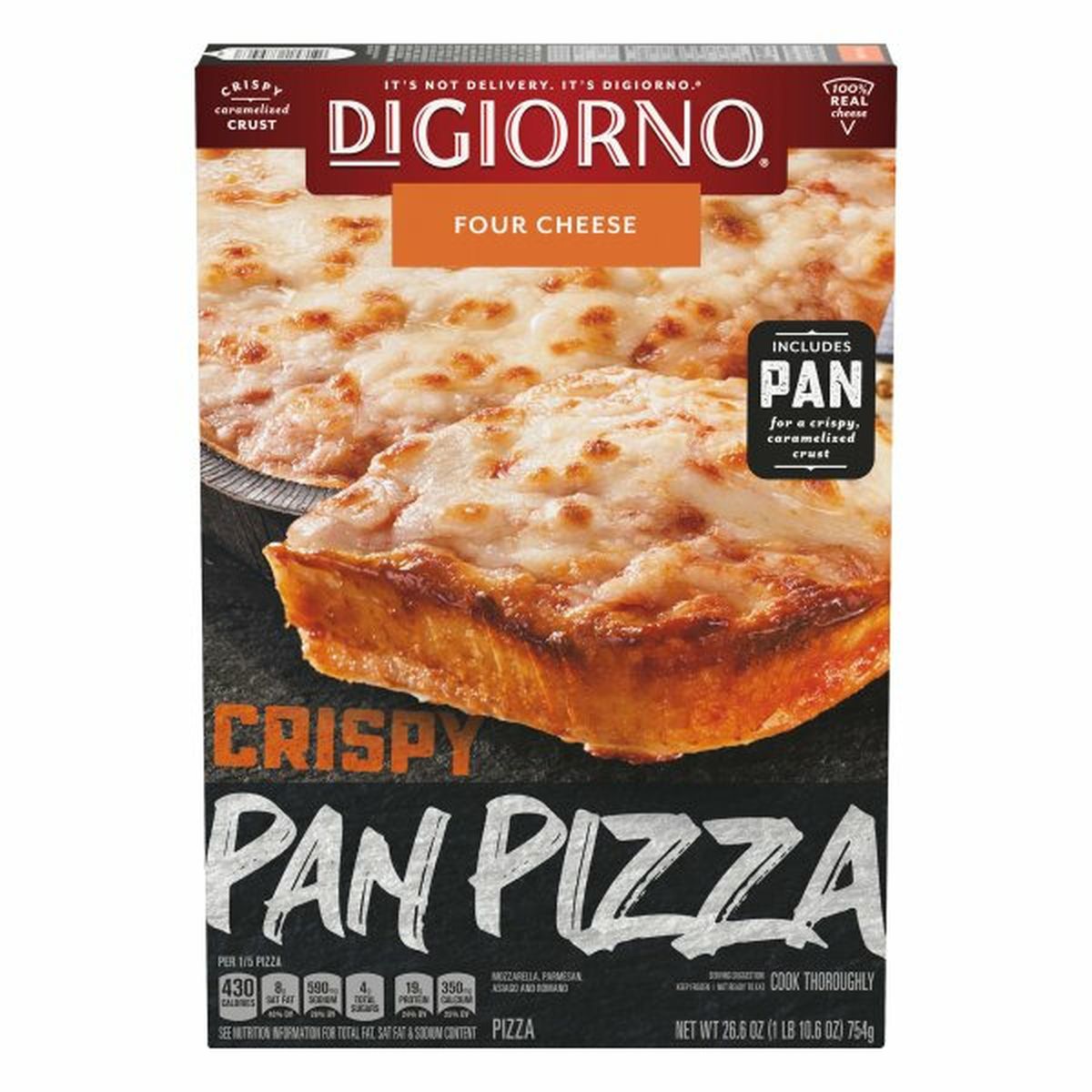 Calories in DiGiorno Pan Pizza, Four Cheese, Crispy