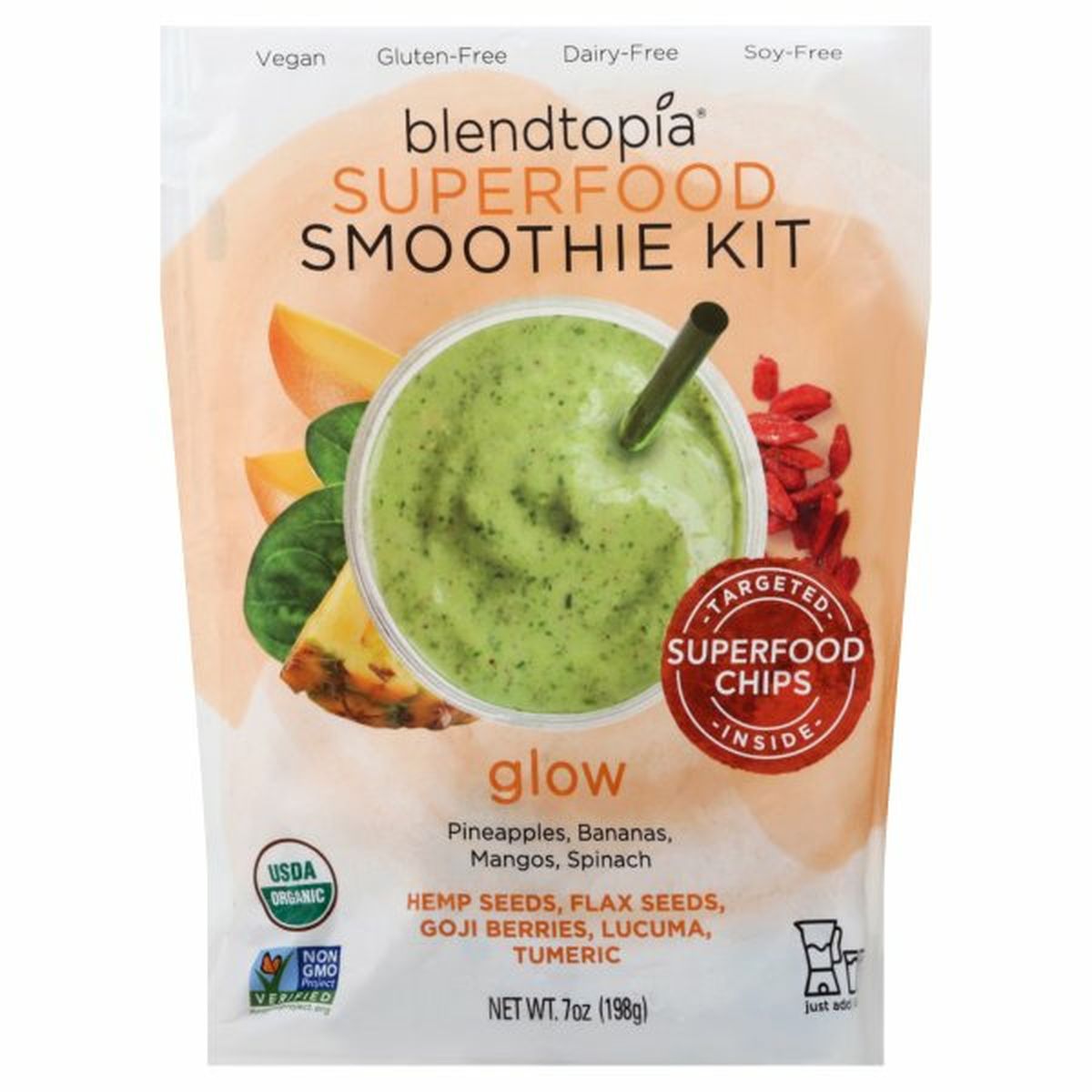Calories in Blendtopia Smoothie Kit, Superfood, Glow