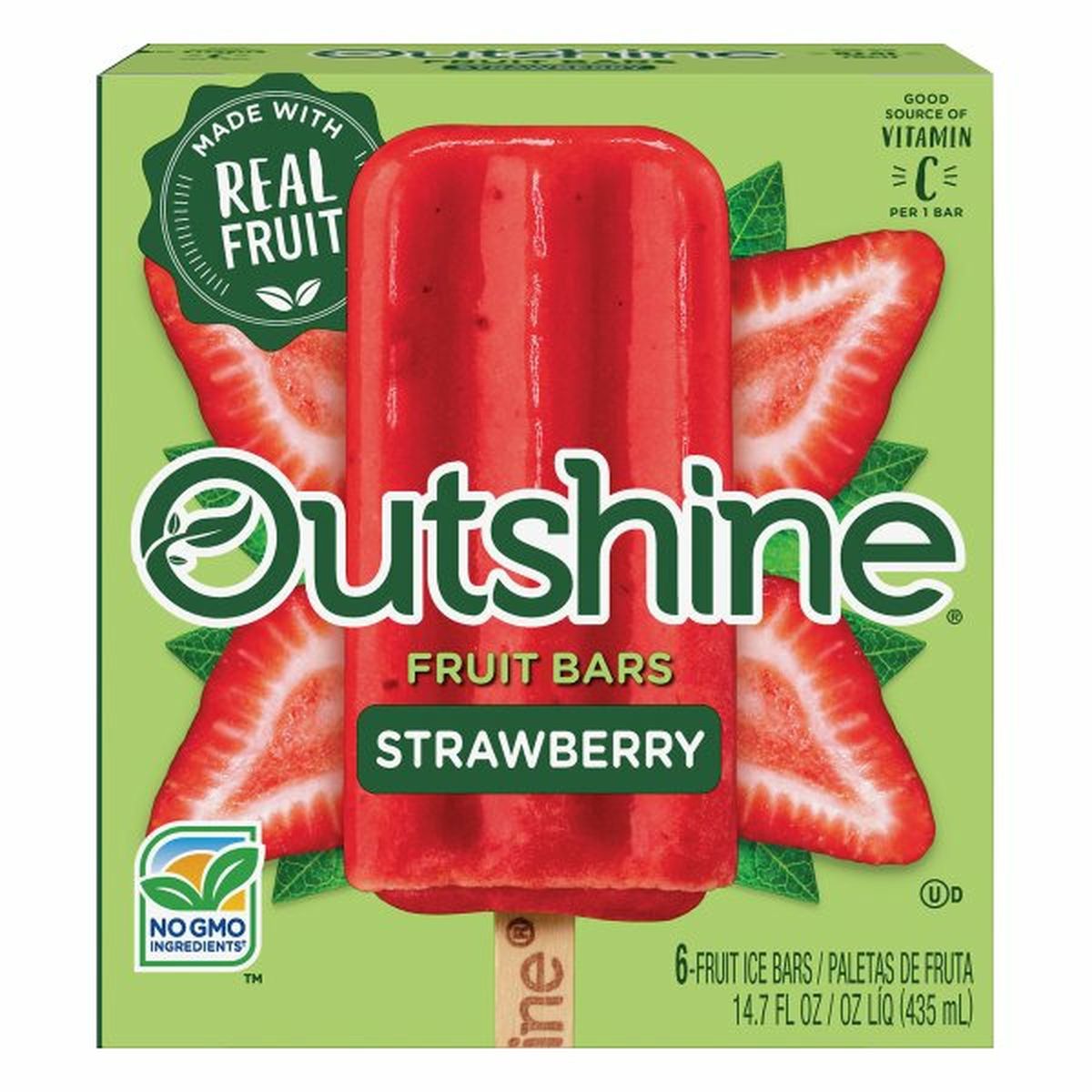 Calories in Outshine Fruit Ice Bars, Strawberry, 6 Pack