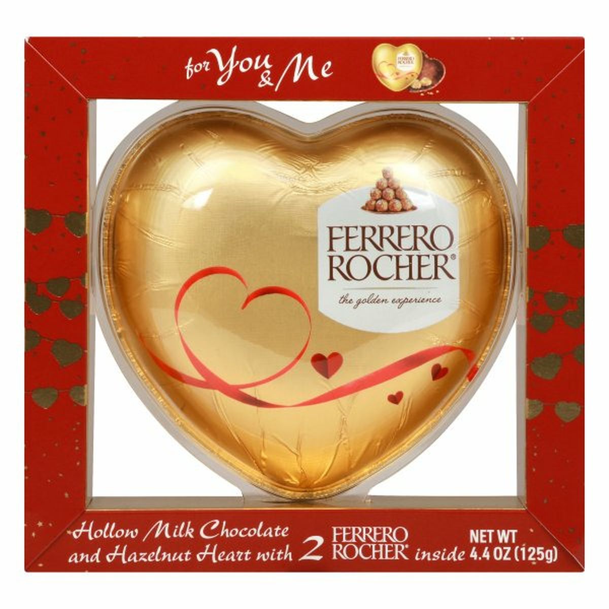 Calories in Ferrero Rocher Hollow Milk Chocolate and Hazelnut Heart, For You & Me