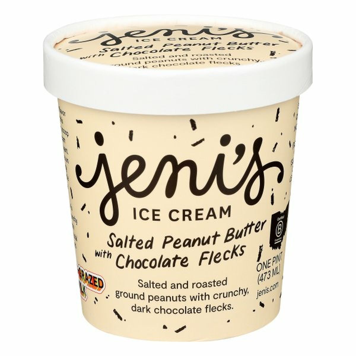 Calories in Jeni's Ice Cream, Salted Peanut Butter, with Chocolate Flecks