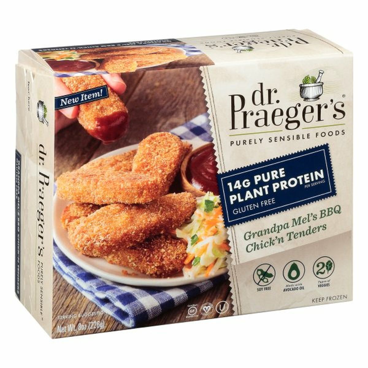 Calories in Dr. Praeger's Chick'n Tenders, Grandpa Mel's BBQ