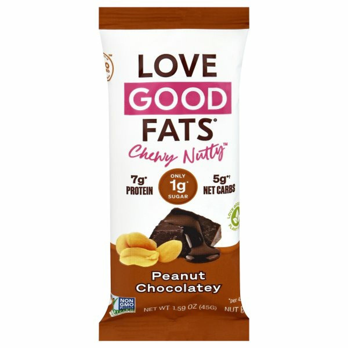 Calories in Love Good Fats Chewy Nutty Nut Bar, Peanut Chocolatey