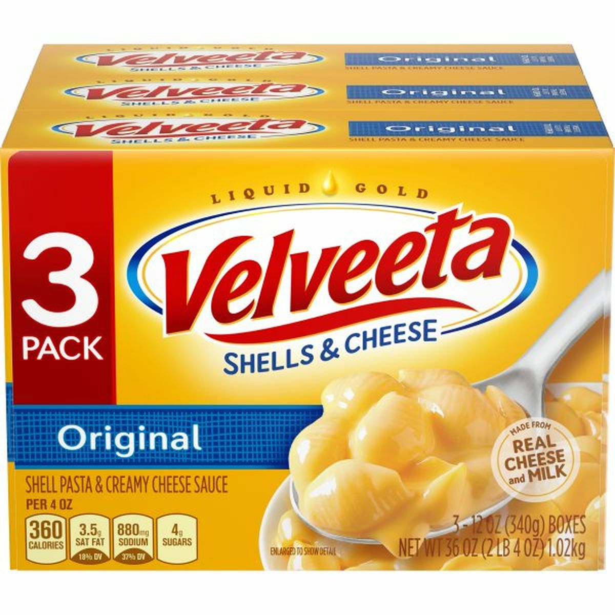 Calories in VELVEETA Shells & Cheese, Original, 3 Pack