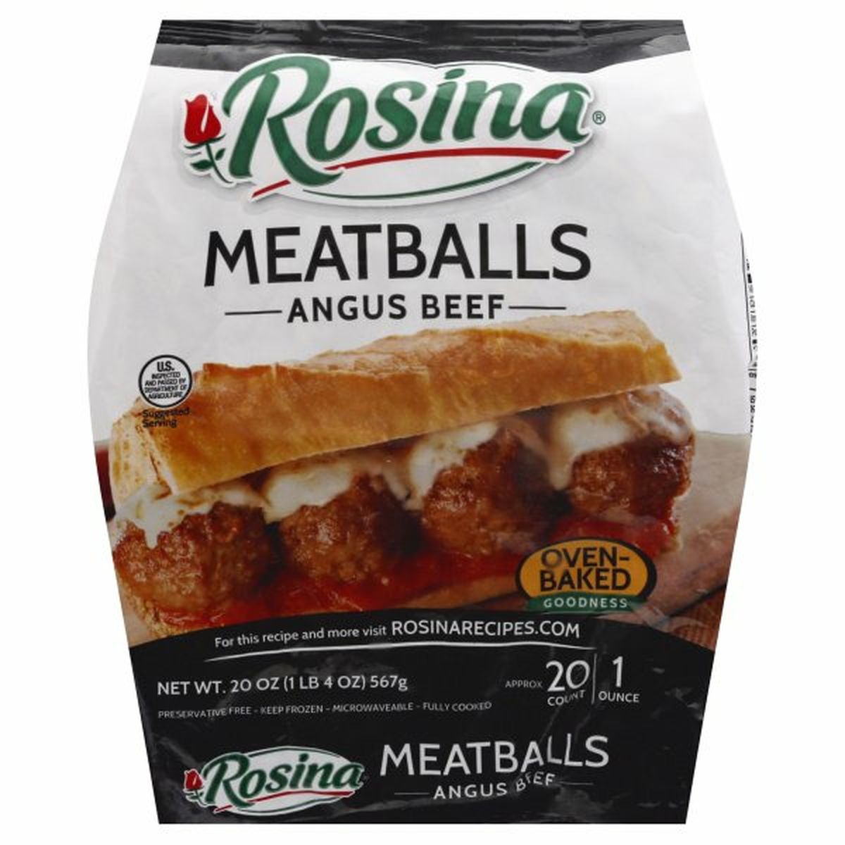 Calories in Rosina Meatballs, Angus Beef