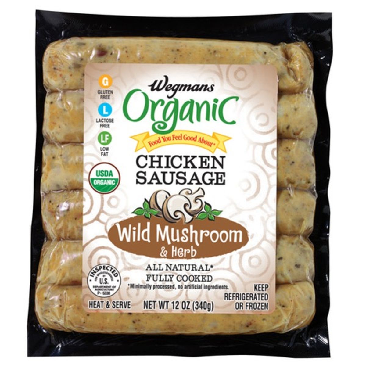 Calories in Wegmans Organic Wild Mushroom & Herb Chicken Sausage