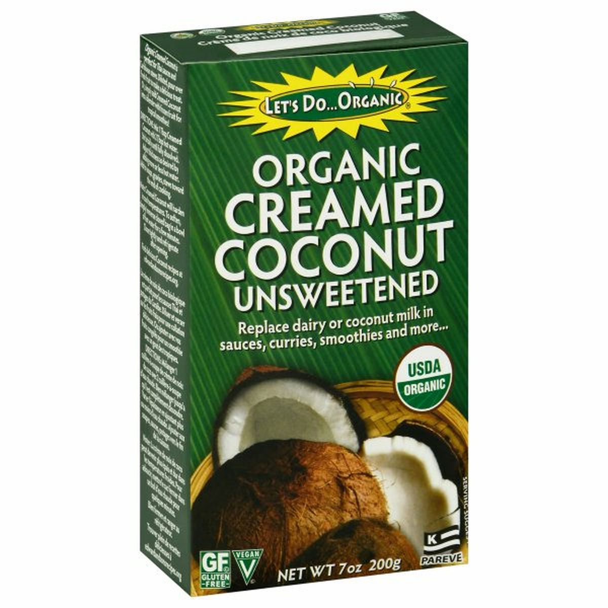 Calories in Let's Do Organic Creamed Coconut, Unsweetened