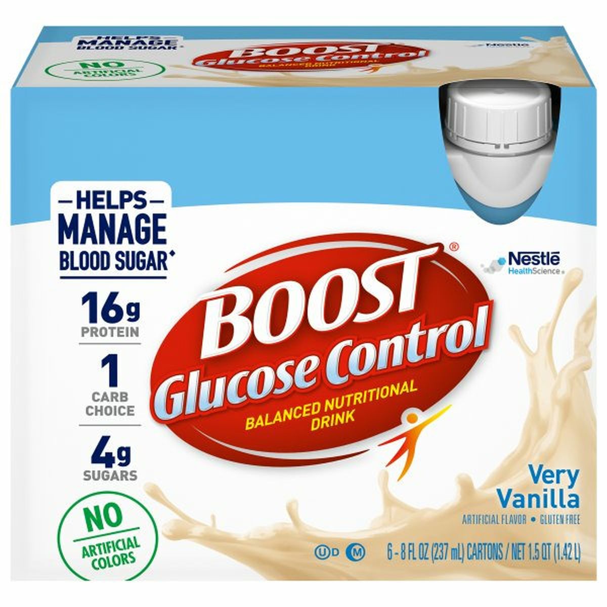Calories in Boost Nutritional Drink, Balanced, Very Vanilla, Glucose Control