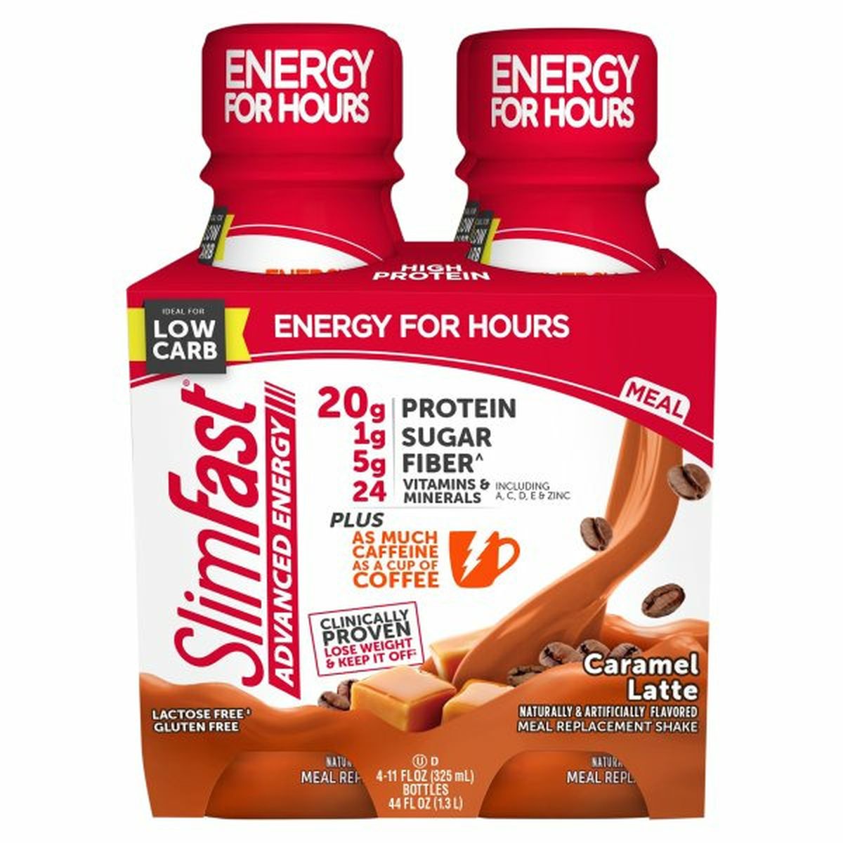 Calories in SlimFast Advanced Energy Meal Replacement Shake, Caramel Latte