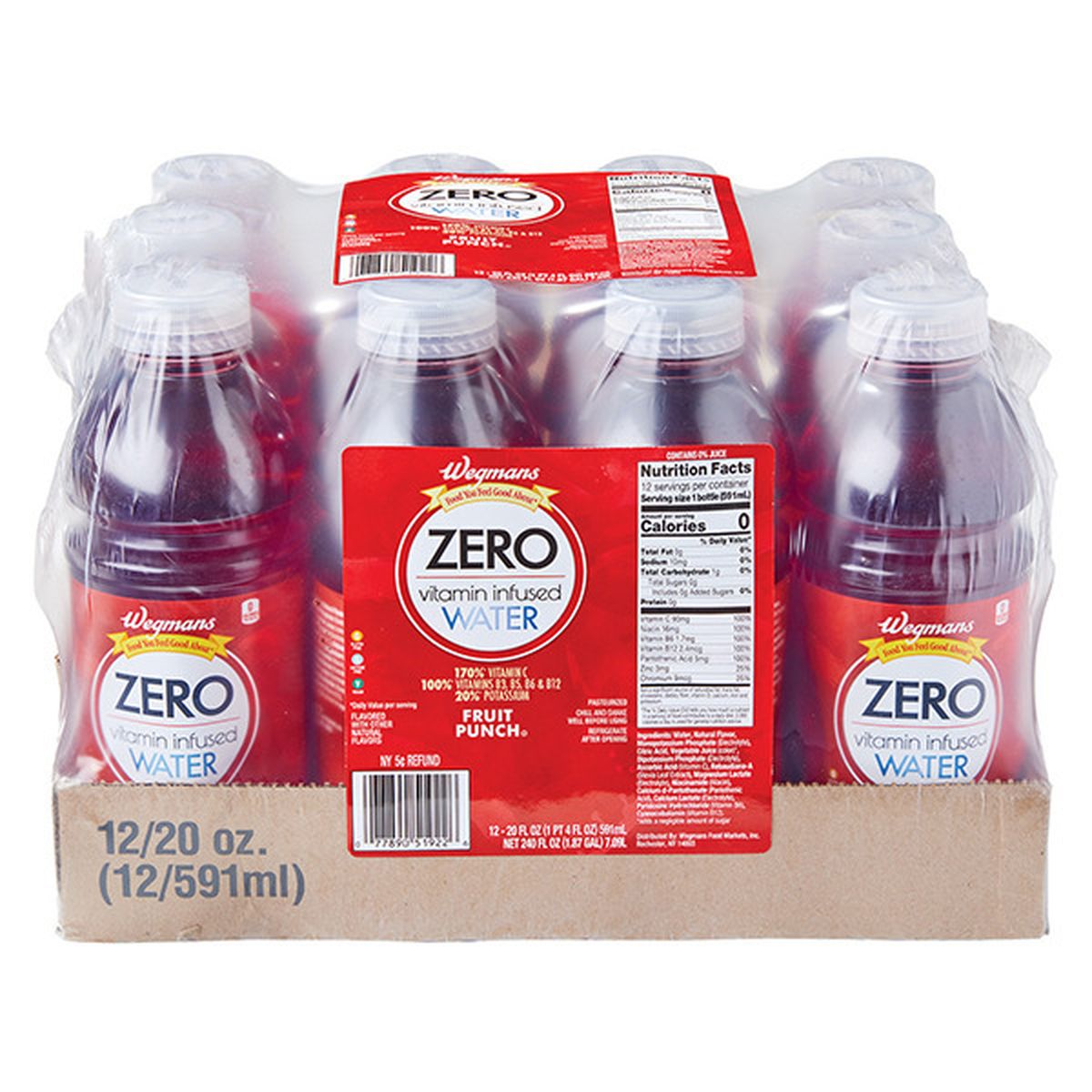 Calories in Wegmans Zero Vitamin Infused Water, Fruit Punch, 12 Pack