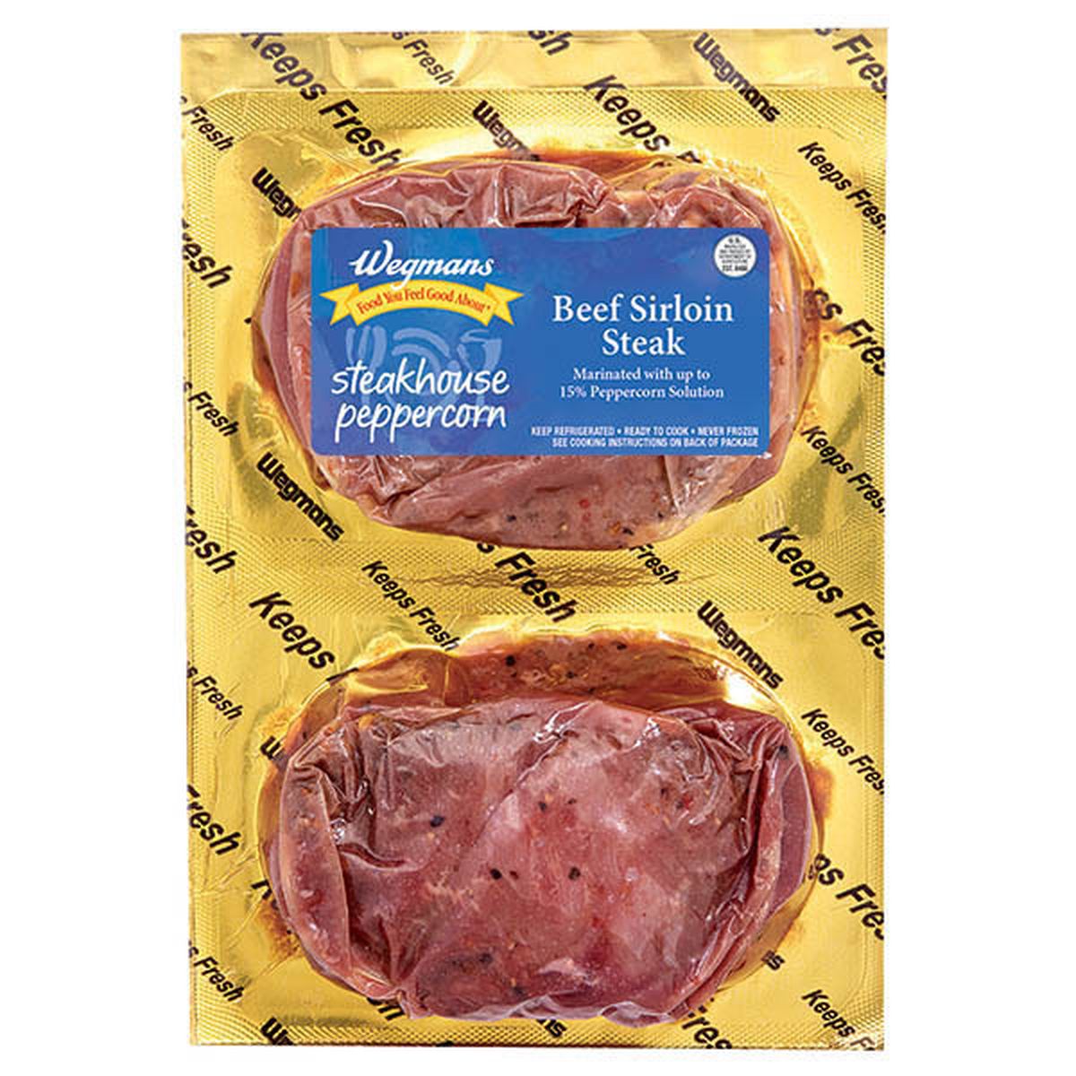 Calories in Wegmans Peppercorn  Marinated Beef Sirloin Steak