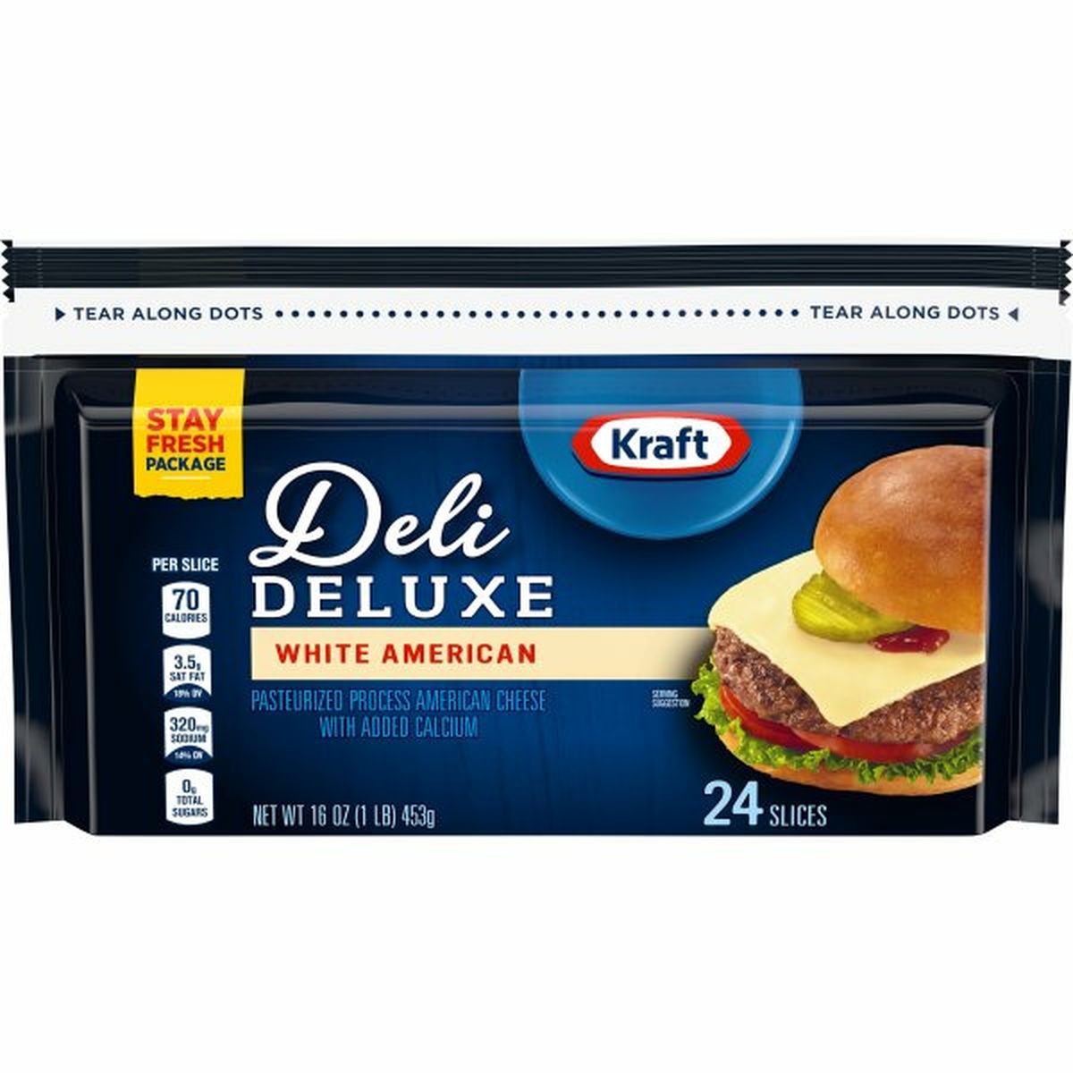 Calories in Kraft Deli Deluxe Deli Deluxe White American Cheese Slices
