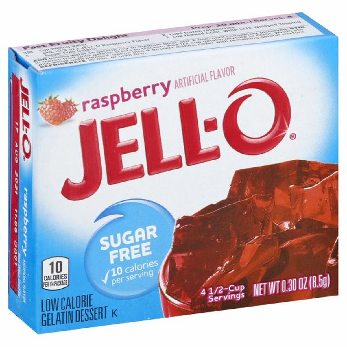 Calories in Jell-O Gelatin Dessert, Low Calorie, Sugar Free, Raspberry