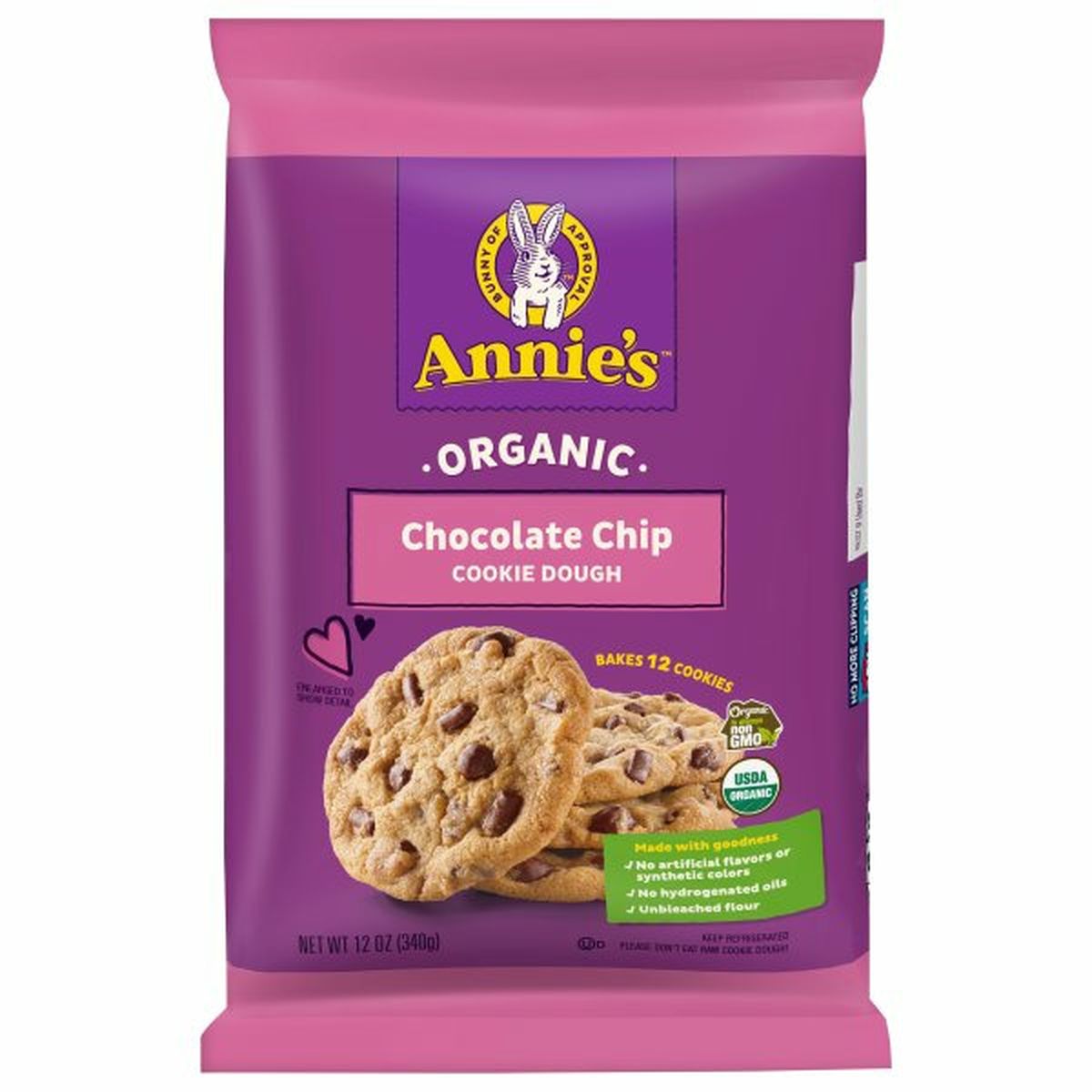 Calories in Annie's Cookie Dough, Organic, Chocolate Chip