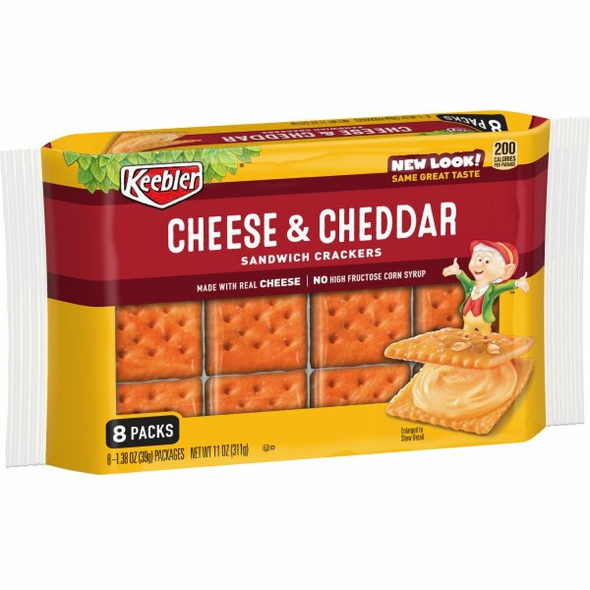 Calories in Keebler Crackers Keebler Sandwich Crackers, Cheese and Cheddar, Just Grab N' Go Single Serve, 8ct 11oz