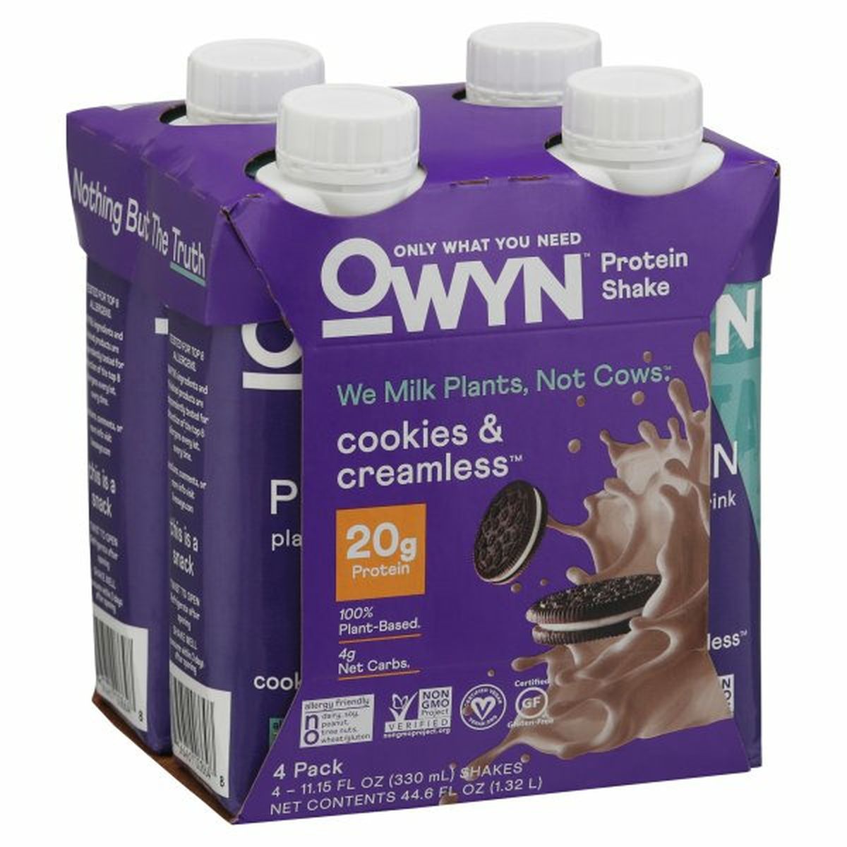 Calories in Owyn Protein Shake, Cookies & Creamless, 4 Pack