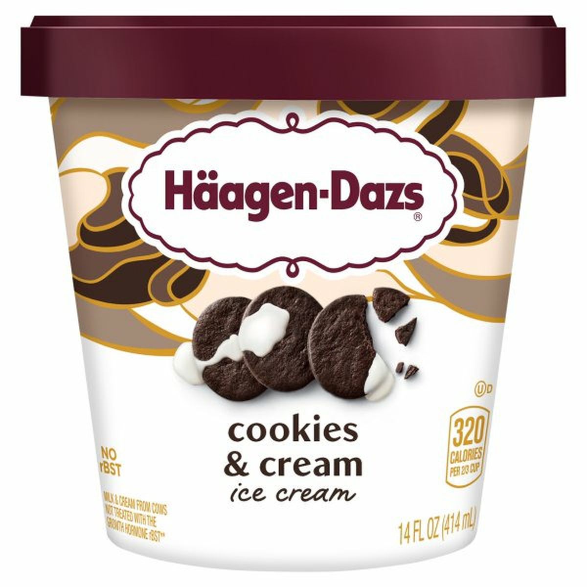 Calories in Haagen-Dazs Ice Cream, Cookies & Cream
