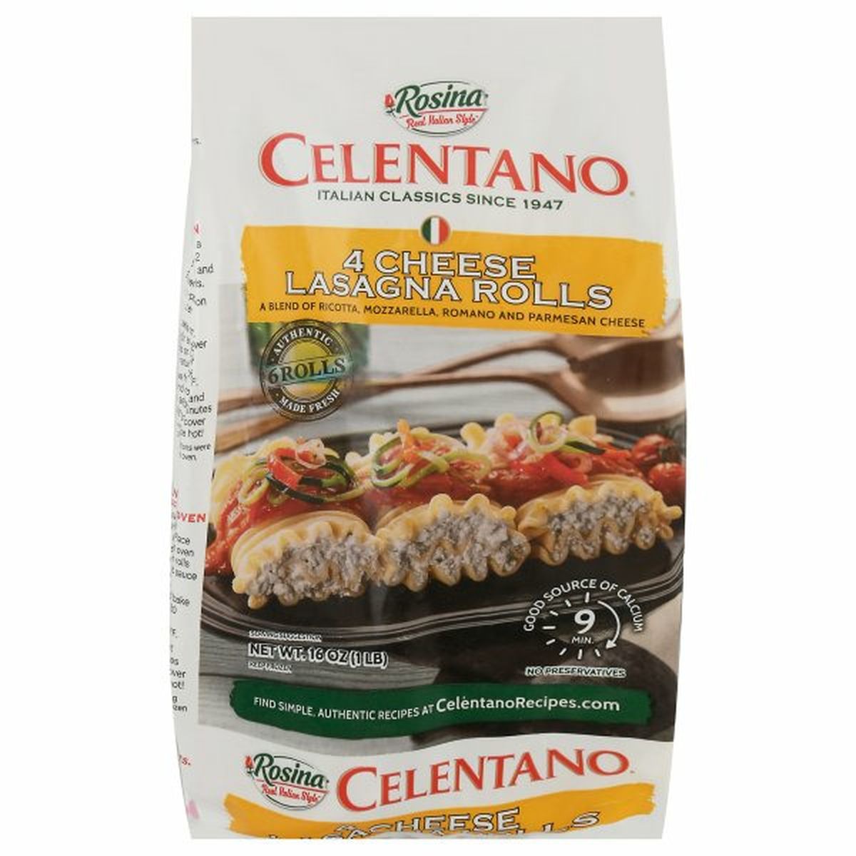 Calories in Celentano Lasagna Rolls, 4 Cheese