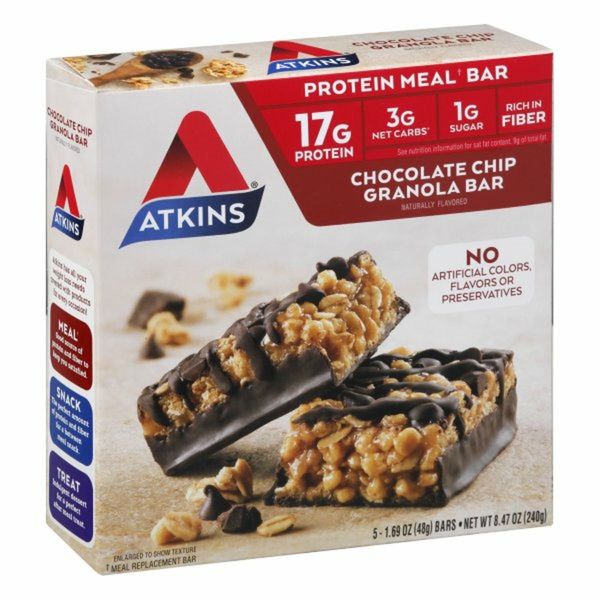 Calories in Atkins Protein Meal Bar, Chocolate Chip Granola
